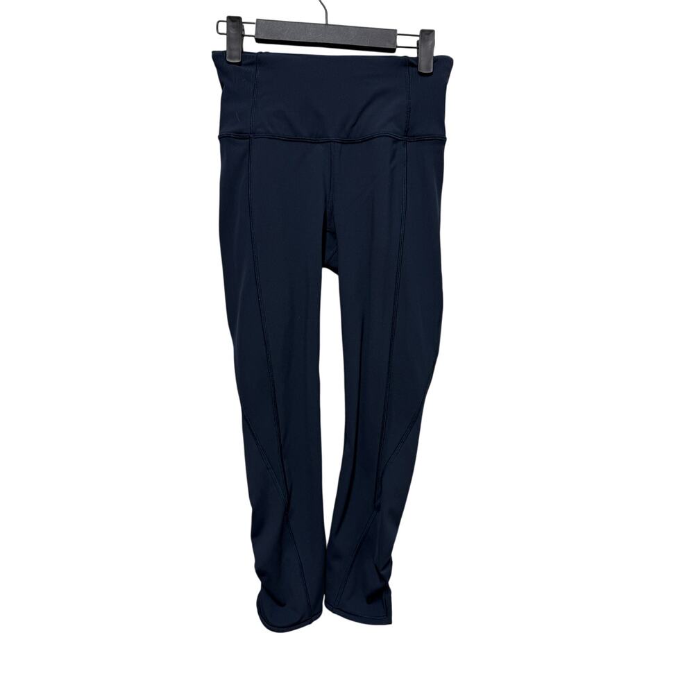 Lululemon Leggings cropped rouching lower leg  Navy Blue Size 4